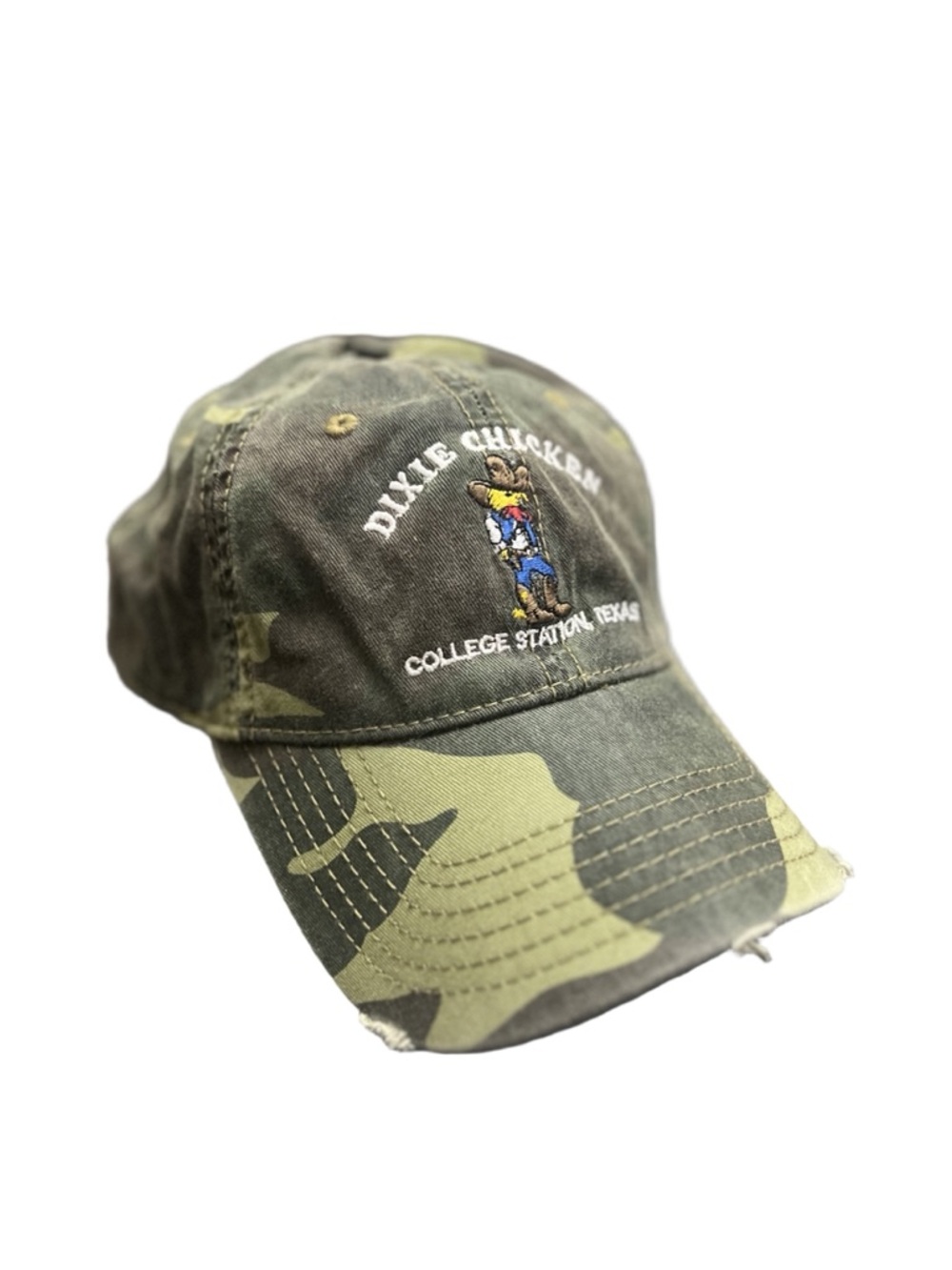 Vintage OTTO Distressed Camo Dixie Chicken College Station, Texas Baseball Cap